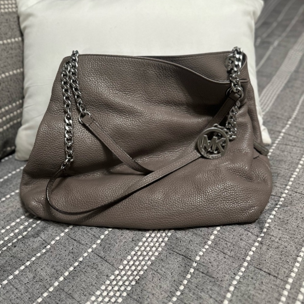 Michael Kors Gray Leather Shoulder Bag